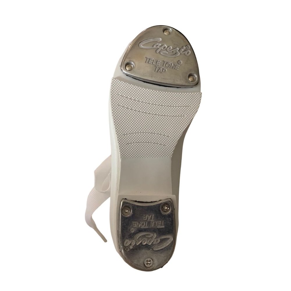 Capezio Jr. Tyette 625C White Tap Size 11.5 Shoes Tie Bow Dance Leather New - Picture 7 of 7